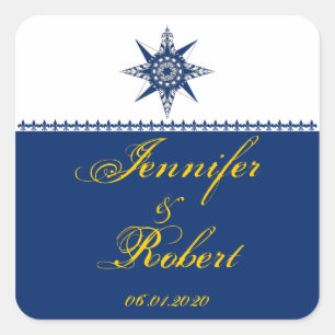 Nautical Compass Rosa Navy Sello para sobres Amari