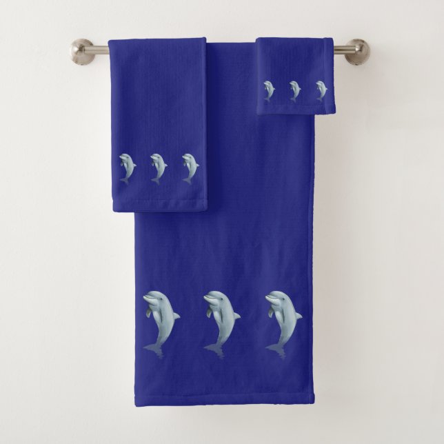 Nautical, Elegant, Dolphins on Navy Blue (In situ)
