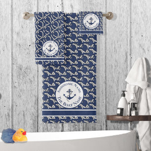 Nautical Family Bot Name Navy Blue Anchor White