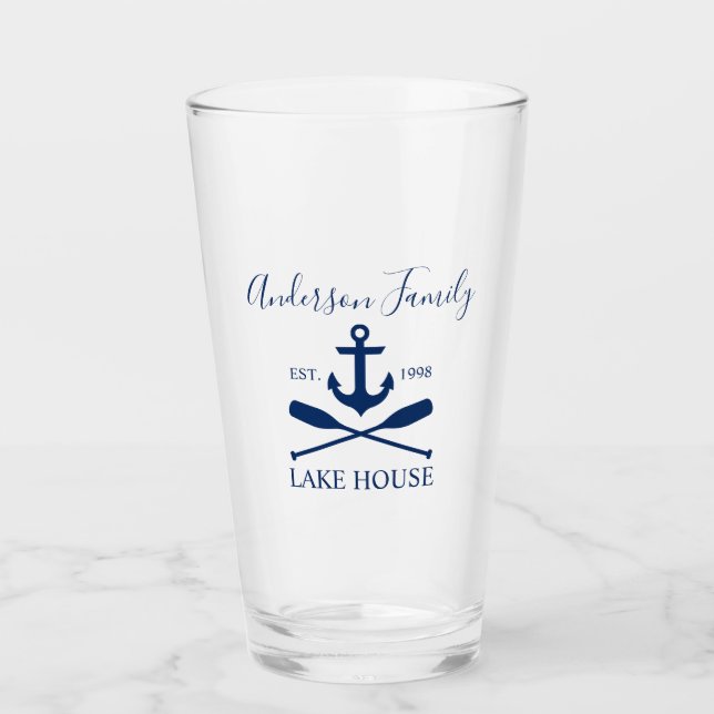 Nautical Lake House Anchor Oars Family Navy Blue (Anverso)