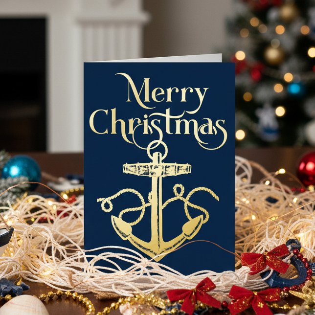 Nautical Merry Christmas Anchor Naval Gold (Subido por el creador)