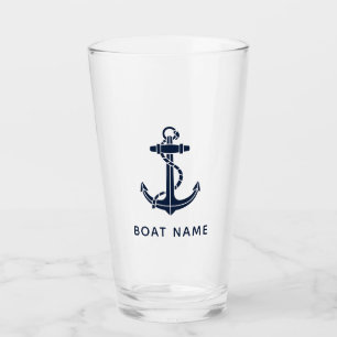 Nautical Naval Blue Anchor Personalizado Nombre de