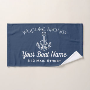 Nautical Naval Blue Welcome Aboard Anchor Bot Name