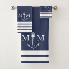 Nautical Navy Anchor Monograma costero Bath to