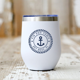 Nautical Navy Blue Anchor Nombre del barco