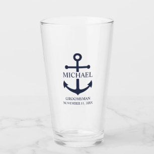 Nautical Navy Blue Anchor Personalizado Groomsmen