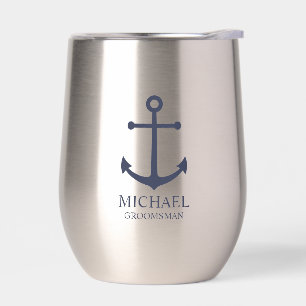 Nautical Navy Blue Anchor Personalizado Groomsmen