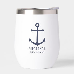 Nautical Navy Blue Anchor Personalizado Groomsmen