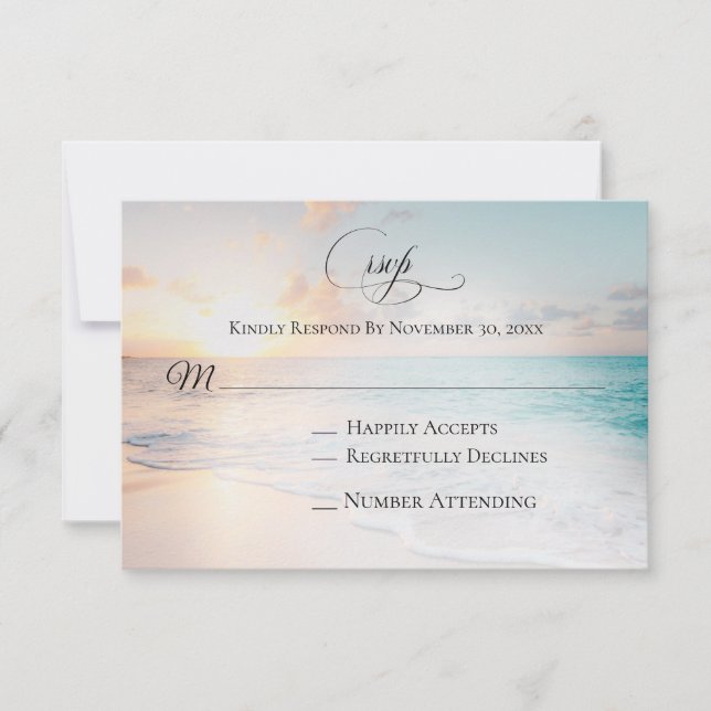 *~* Nautical Ocean Exotic Beach Wedding RSVP (Anverso)
