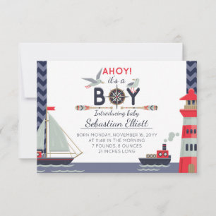 Nautical Sailboat Ahoy Baby Boy Anuncio