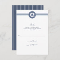 Nautical Sailboat Stripe Blue Wedding RSVP