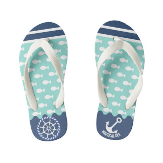 Nautical Sea Teal. Chanclas para niños