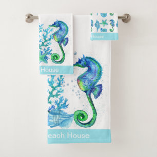Nautical Seahorse Personalizado Verde azulado Aqua