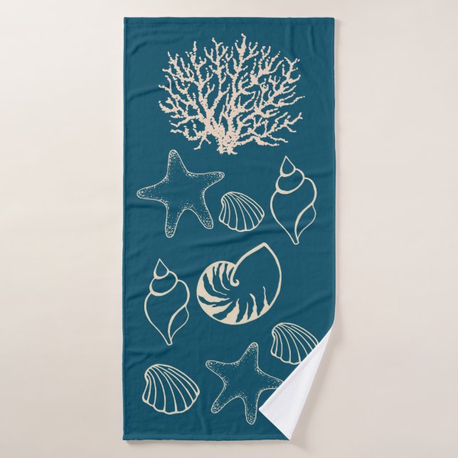 Nautical Seashell Bath Towel (Toalla de baño)