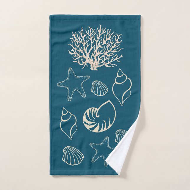 Nautical Seashells Bath Towel Set (Toalla de mano)
