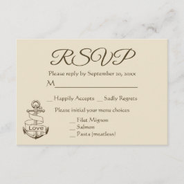 Nautical Ship Anchor Tan RSVP Brown Wedparty