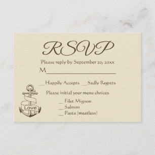 Nautical Ship Anchor Tan RSVP Brown Wedparty