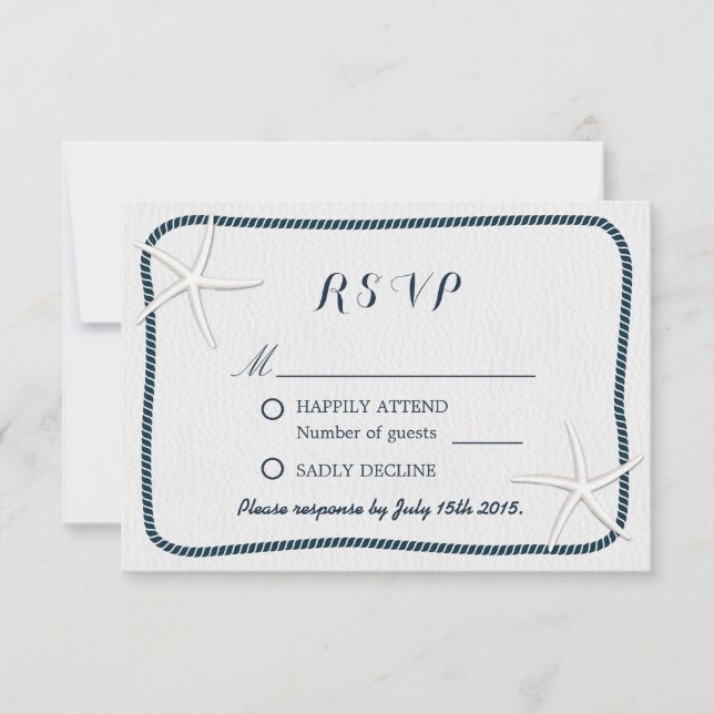 Nautical Starfish & Twine Frame Wedding RSVP (Anverso)