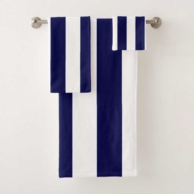 Nautical Stripes Navy Blue and White  (In situ)