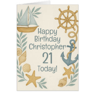 Nautical Theme Happy Birday Card