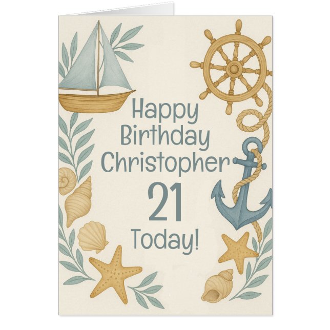 Nautical Theme Happy Birday Card (Frente)