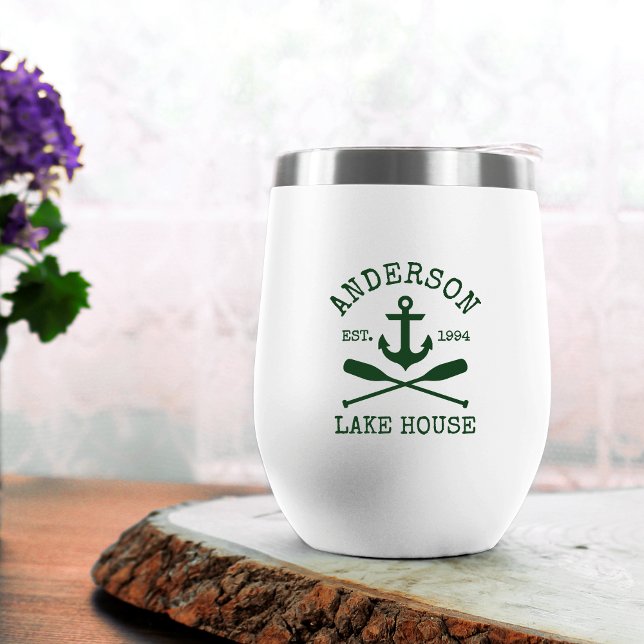 Nautico Anchor Oars Family Lake House Green (Customize to change text style or color.)