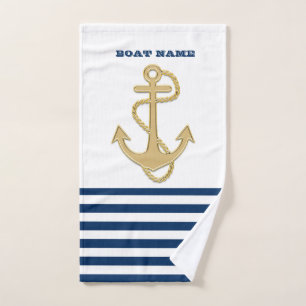 Náutico, Ancla Dorada Rayas Blancas Azul Marino
