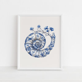 Nautilus Shell - Azul costero en arte de pared pek