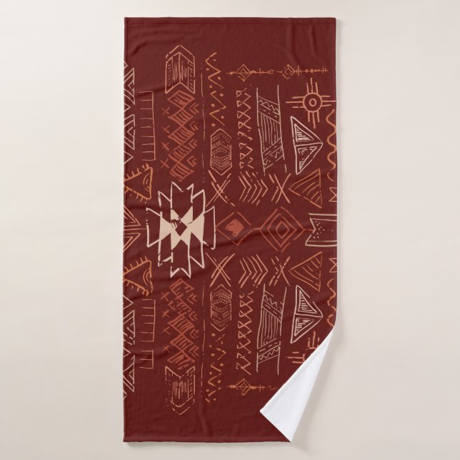 Navajo Aztec: Patrón de Doodle Étnico. (Toalla de baño)