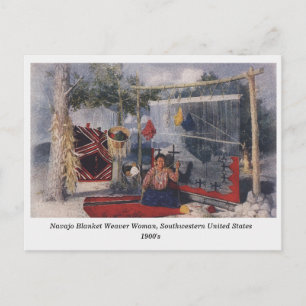 Navajo Blanket Weaver Mujer vieja postal