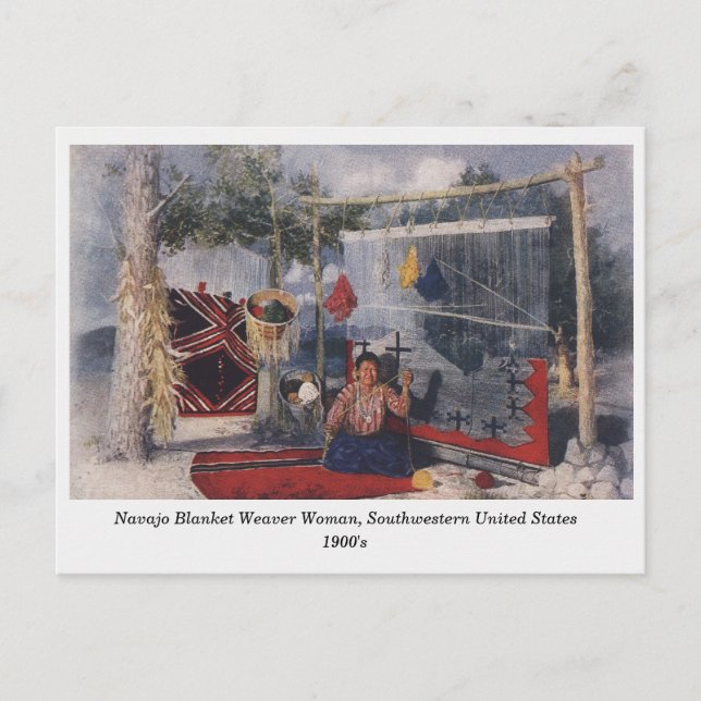 Navajo Blanket Weaver Mujer vieja postal (Anverso)