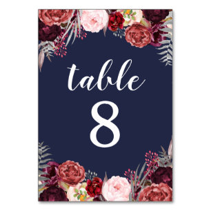 Naval Cae Marsala Peony Boda Número de tarjetas