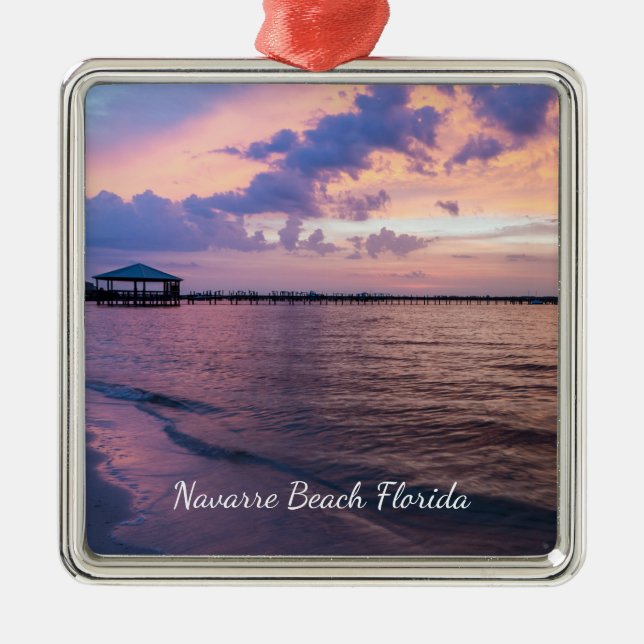 Navarre Beach Magic Hour Purple Sunset Ornamento (Frente)