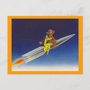 Nave de Rocket retro que monta invitaciones que