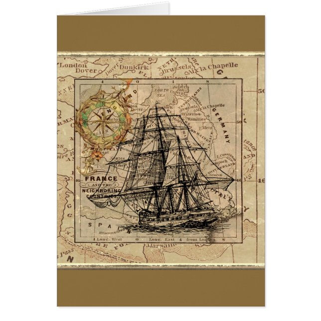 Nave y mapa del vintage (Frente)