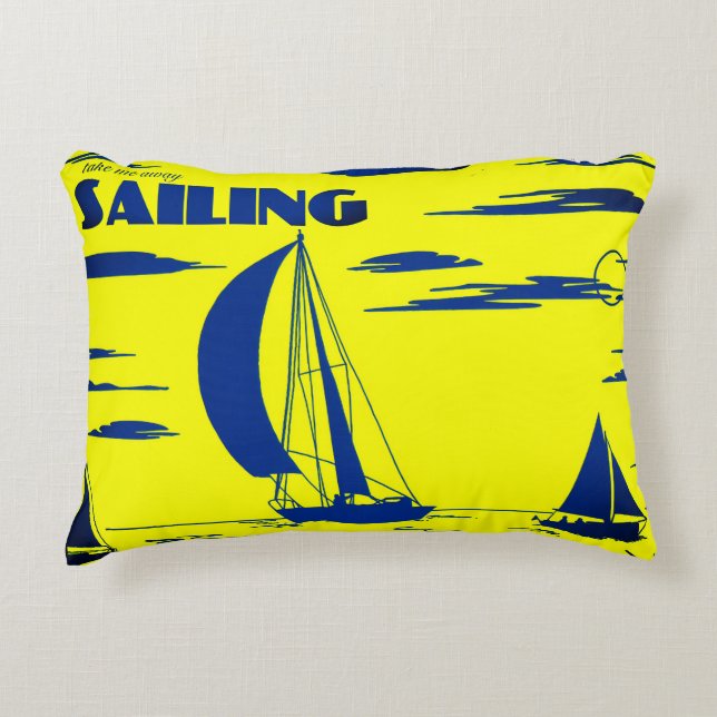 "Navegando" Almohada de Arte Oceánico (Anverso)