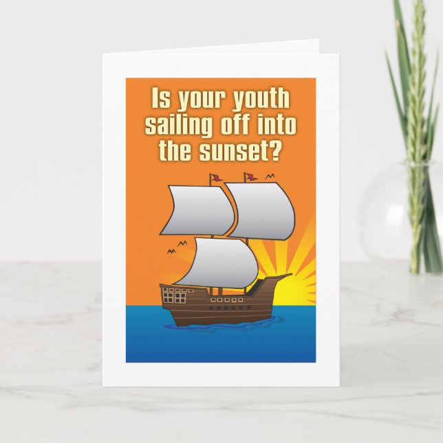 Navegando hacia la puesta de sol, tarjeta de cumpl (Anverso)