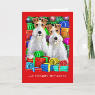 Navidad abierto de los regalos del fox terrier del