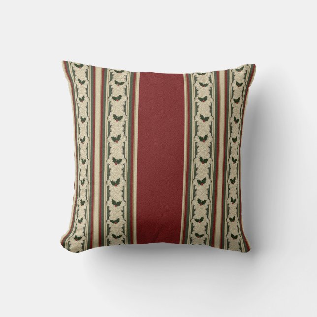 Navidad acebo y Cojín decorativo del rojo del (Anverso)