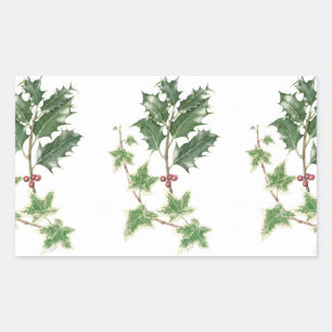 Navidad acebo y pegatinas botánicos de las