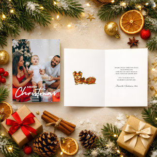 Navidad Acogedora Foto Corgi Reno Trineo Retro
