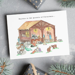 Navidad Acuarela Natividad Dibujada a Mano