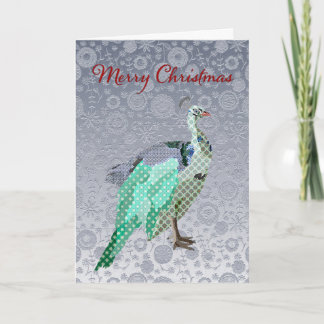 Navidad adornado de plata del pavo real que saluda