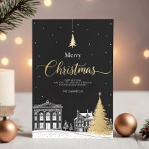 Navidad alegre dorada y negra caligráfica
