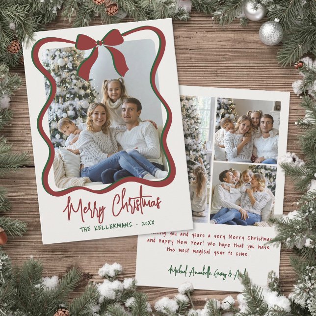 Navidad Alegre Foto Dibujada a Mano Caprichosa (Whimsical Hand Drawn Photo Merry Christmas Holiday Card)