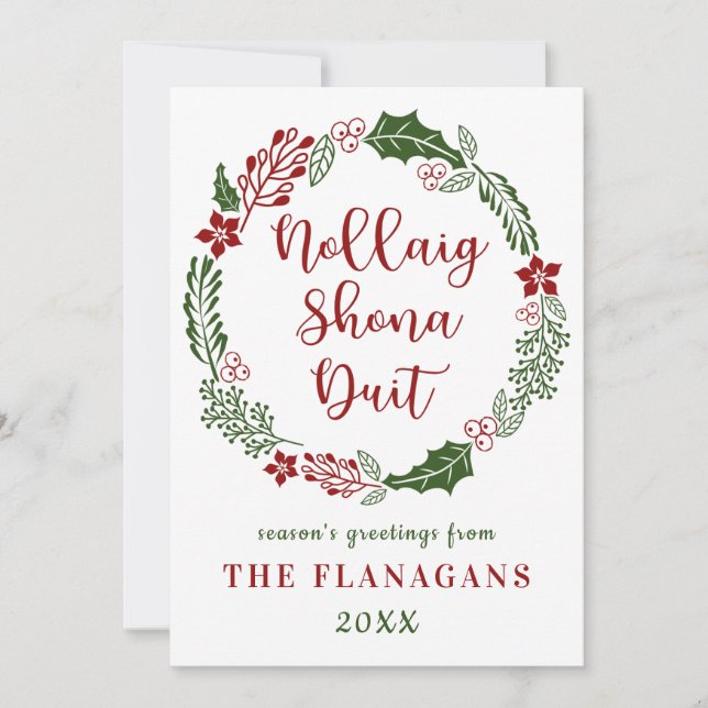 Navidad alegre gaélico irlandés, personalizado (Anverso)