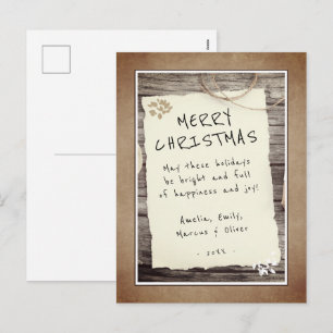 Navidad alegre letra de papel de madera rústica