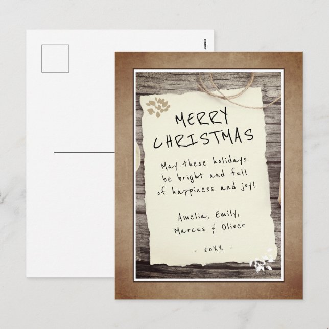 Navidad alegre letra de papel de madera rústica (Anverso / Reverso)