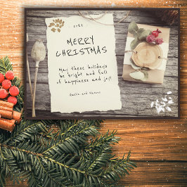 Navidad Alegre Letra Papel Antiguo Madera Rústica