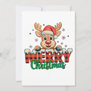 Navidad Alegre Reno Navidad Cuadro Rojo Búfalo